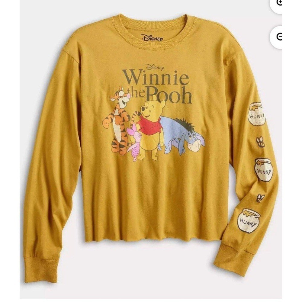 Disney's Winnie The‎ Pooh Juniors' Graphic Skimmer Long Sleeve Tee Medium NWT
